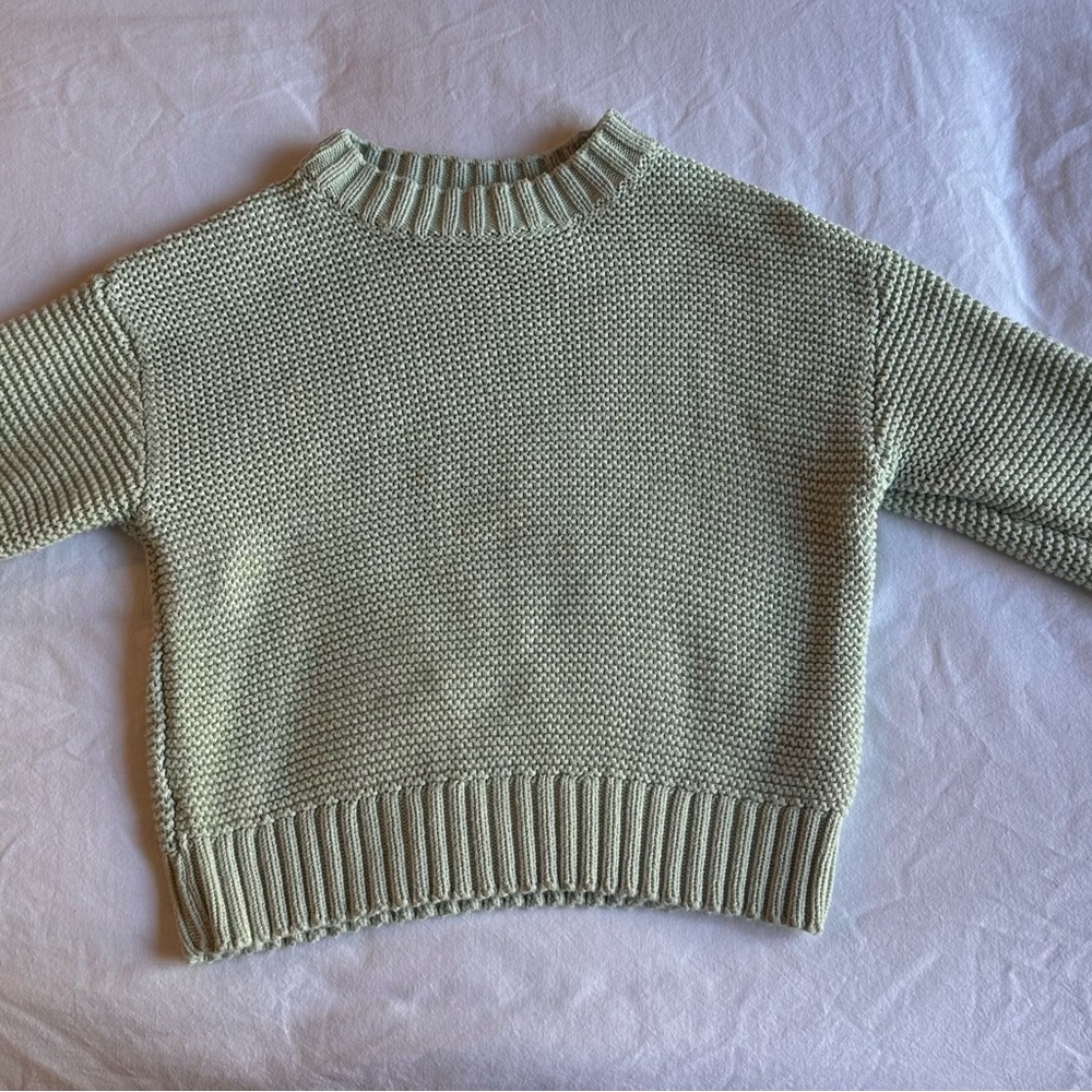 Zara Kids Textured Knit Sweater - Light Green